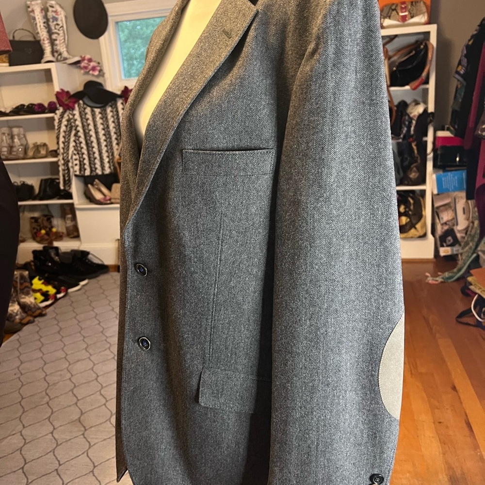 SAND Copenhagen Gray Herringbone Wool Blend Blazer - Picture 5 of 9